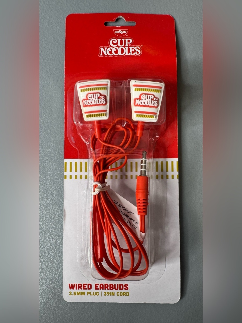 Nissin Cup Noodles Wired Earbuds in Red and White soup lovers novelty